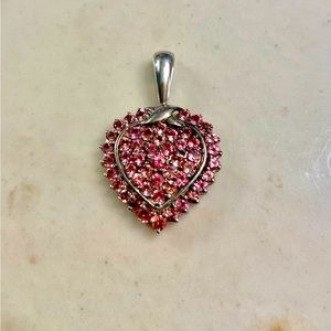 Pink Sapphire Heart Pendant in Silver